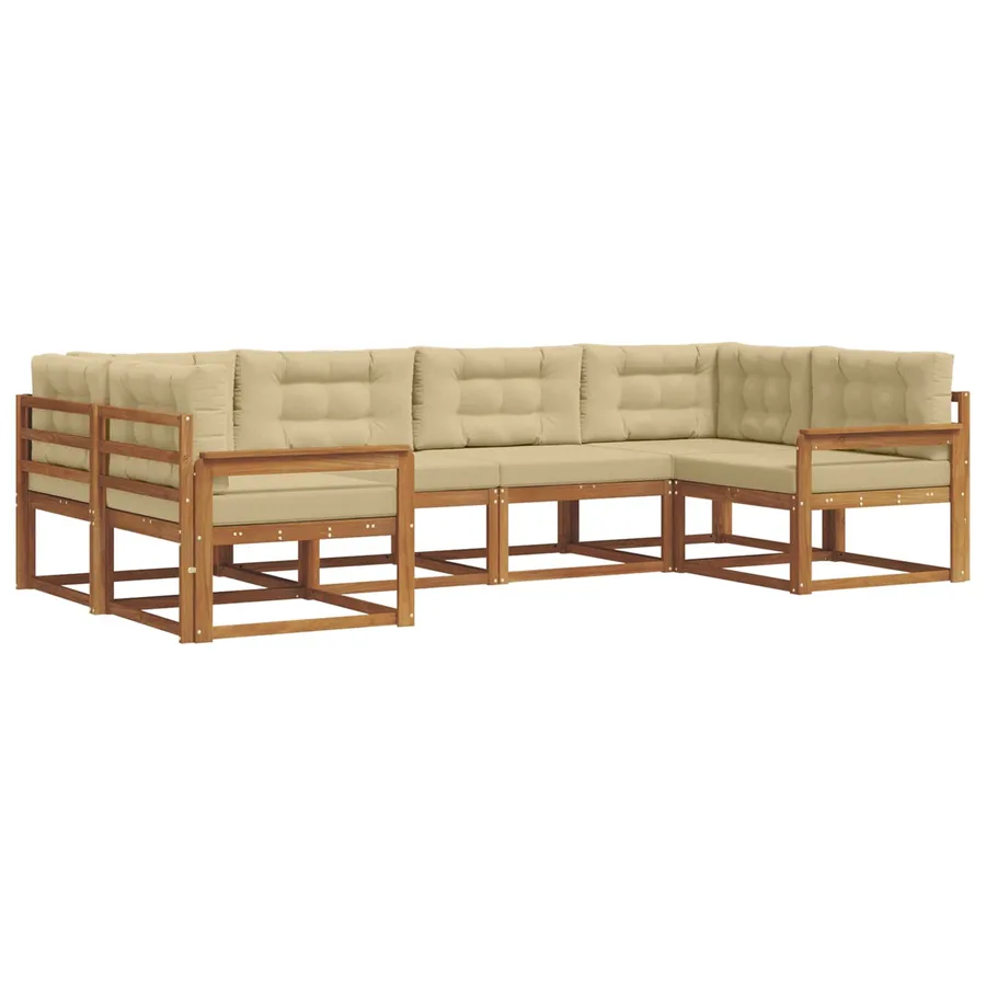 Ensemble de canapés d'extérieur 6 pcs Naturel et Beige - 2