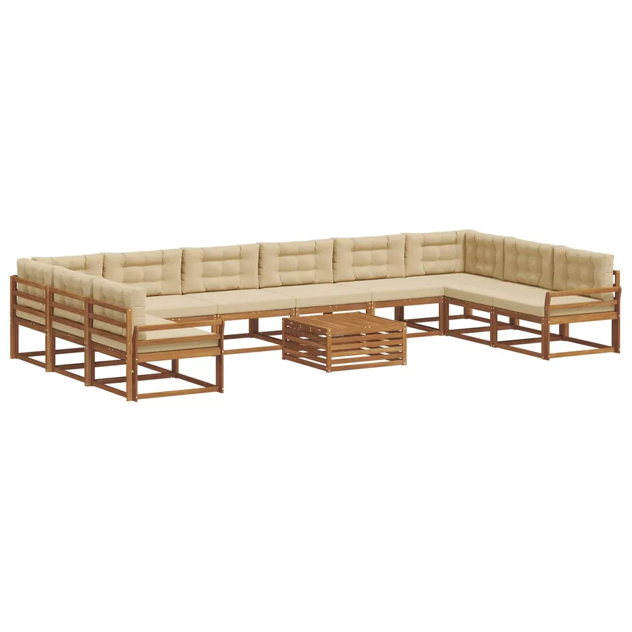Ensemble de canapés d'extérieur 11 pcs Naturel et Beige - 2