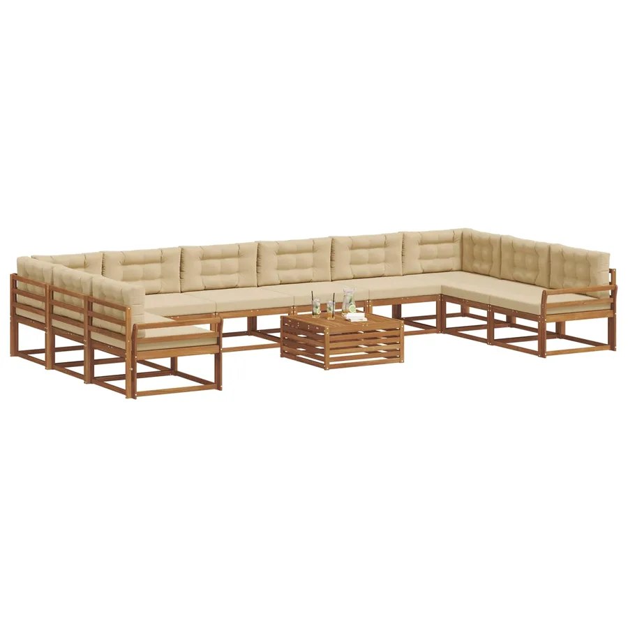 Ensemble de canapés d'extérieur 11 pcs Naturel et Beige - 3