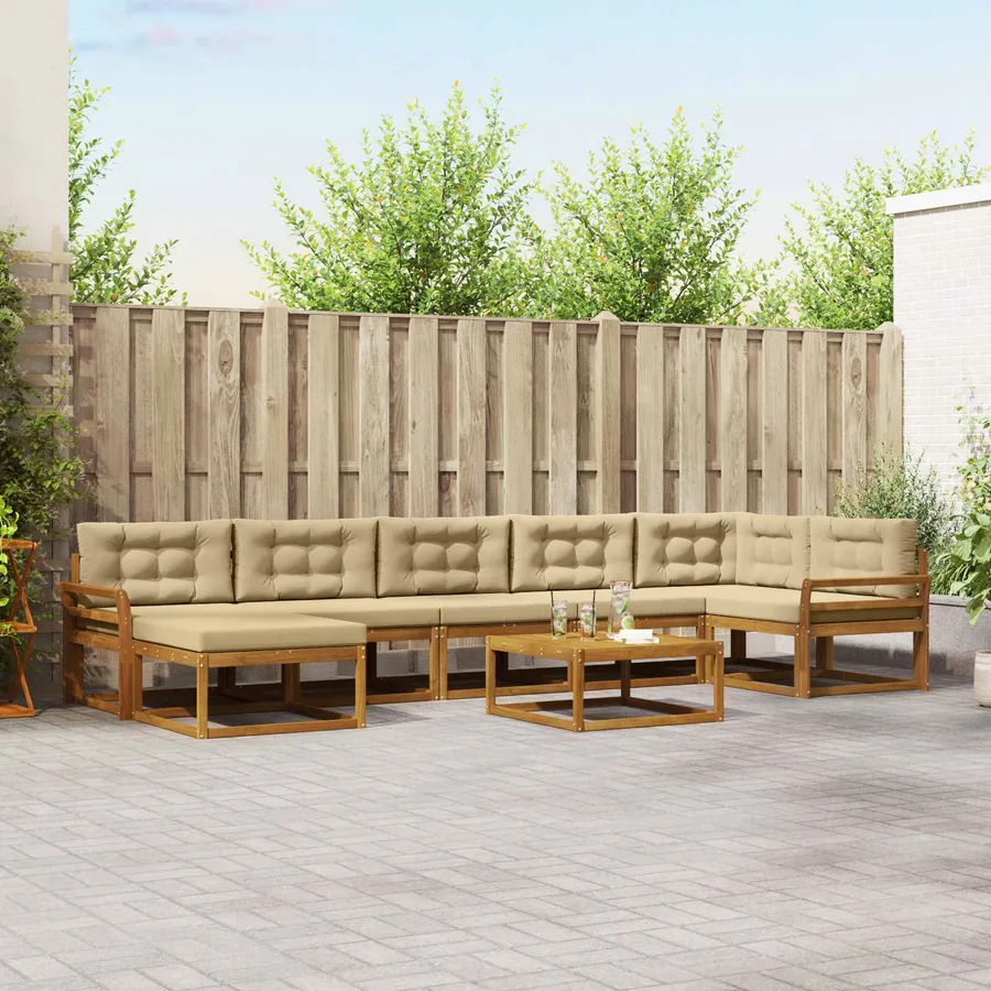 Ensemble de canapés d'extérieur 8 pcs Naturel et Beige
