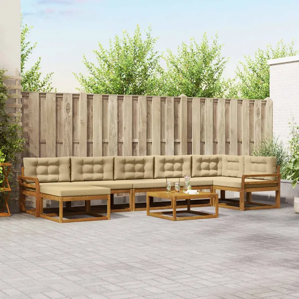 Ensemble de canapés d'extérieur 8 pcs Naturel et Beige