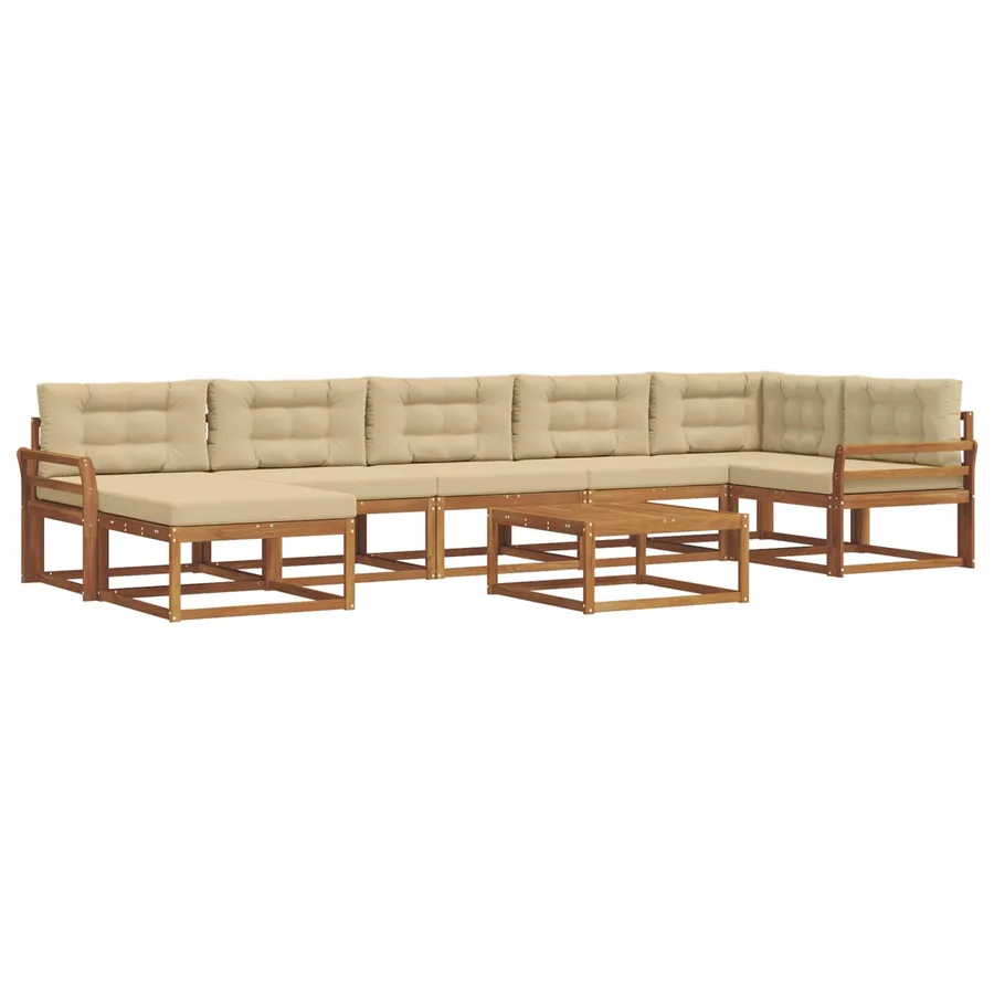 Ensemble de canapés d'extérieur 8 pcs Naturel et Beige - 2
