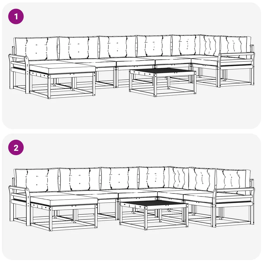 Ensemble de canapés d'extérieur 8 pcs Naturel et Beige - 9