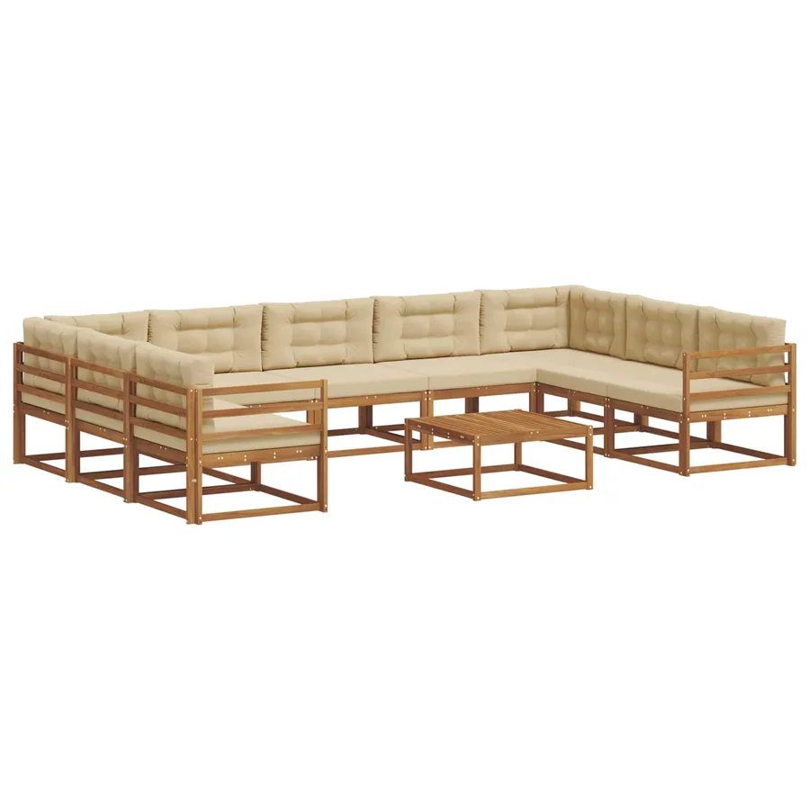 Ensemble de canapés d'extérieur 10 pcs Naturel et Beige - 2