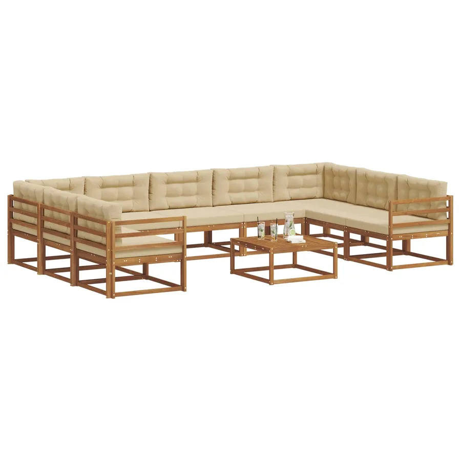 Ensemble de canapés d'extérieur 10 pcs Naturel et Beige - 3