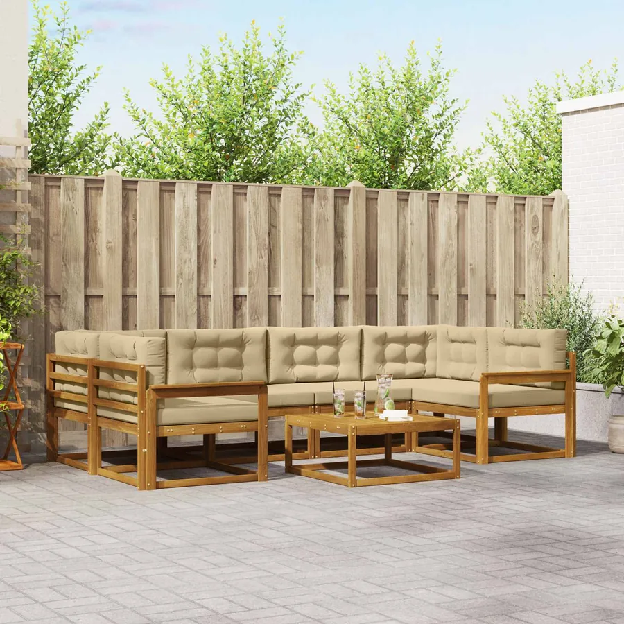 Ensemble de canapés d'extérieur 7 pcs Naturel et Beige