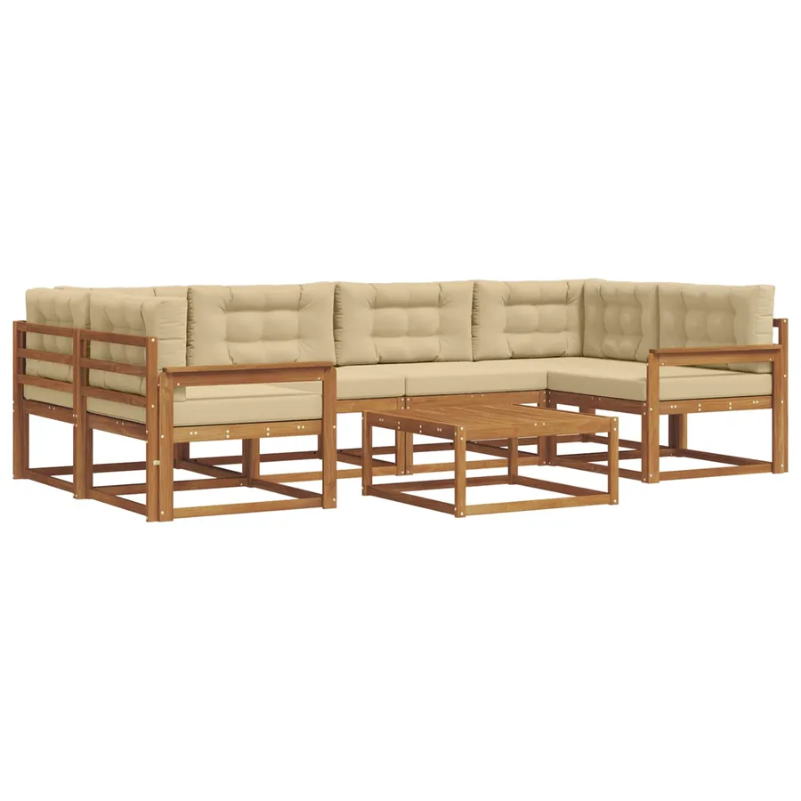 Ensemble de canapés d'extérieur 7 pcs Naturel et Beige - 2
