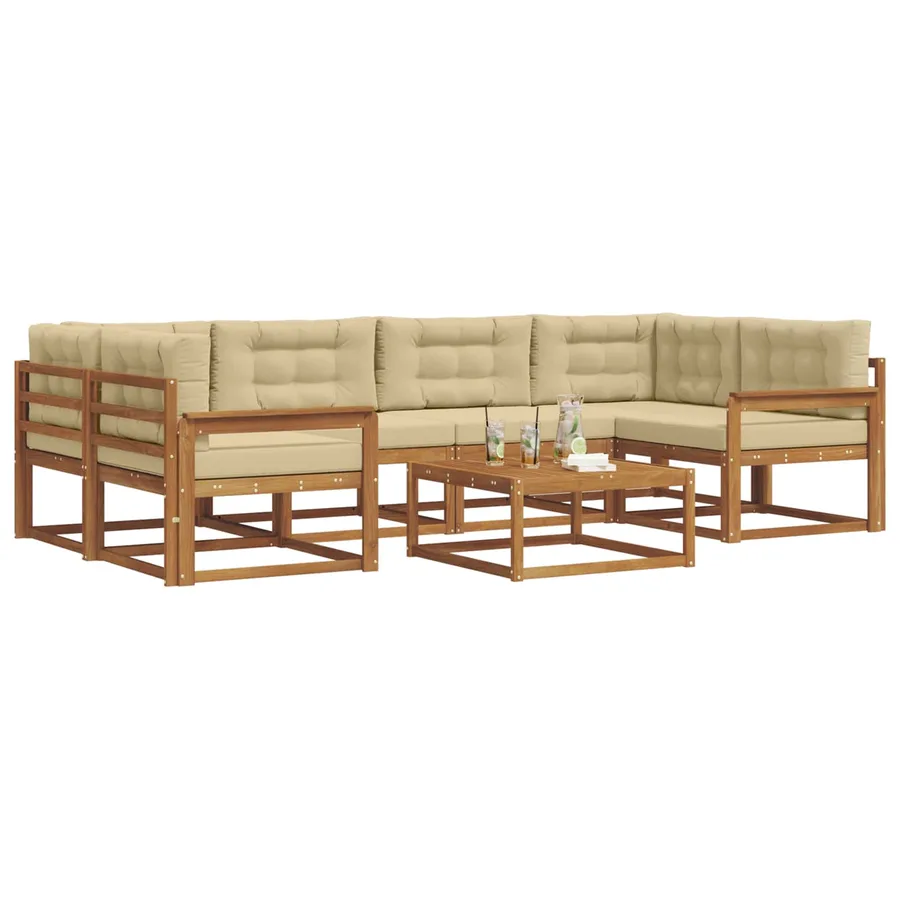 Ensemble de canapés d'extérieur 7 pcs Naturel et Beige - 3