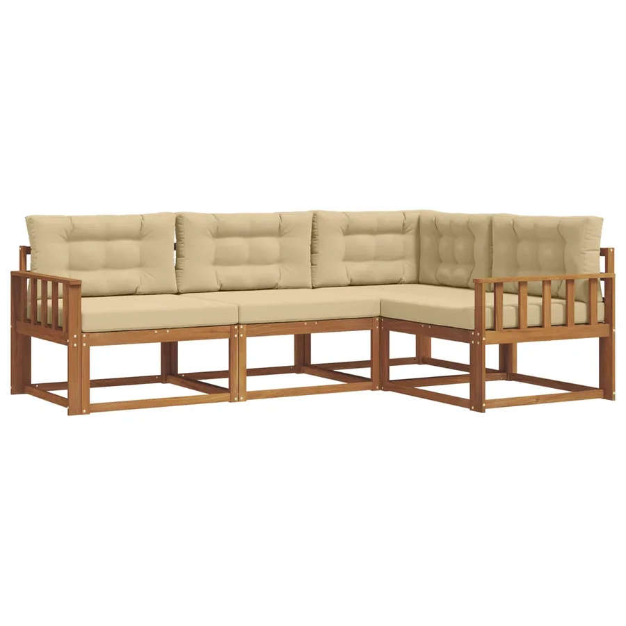 Ensemble de canapés d'extérieur 4 pcs Naturel et Beige - 2