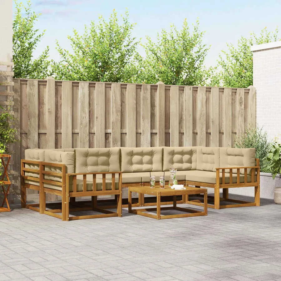 Ensemble de canapés d'extérieur 7 pcs Naturel et Beige