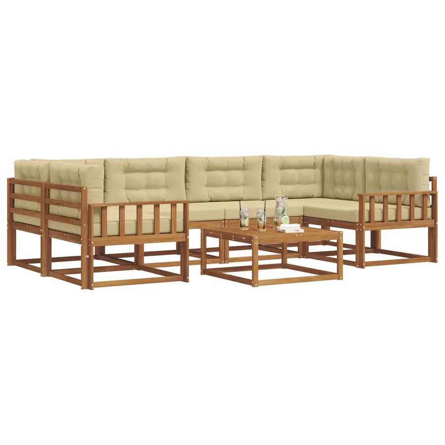 Ensemble de canapés d'extérieur 7 pcs Naturel et Beige - 3