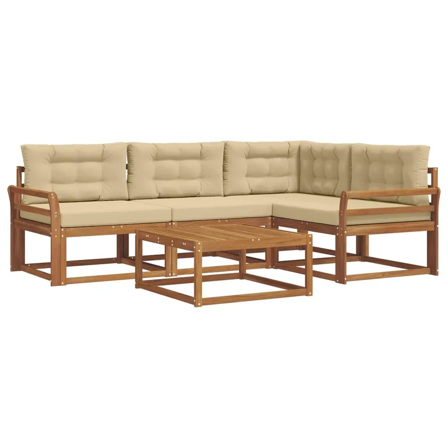 Ensemble de canapés d'extérieur 5 pcs Naturel et Beige - 2
