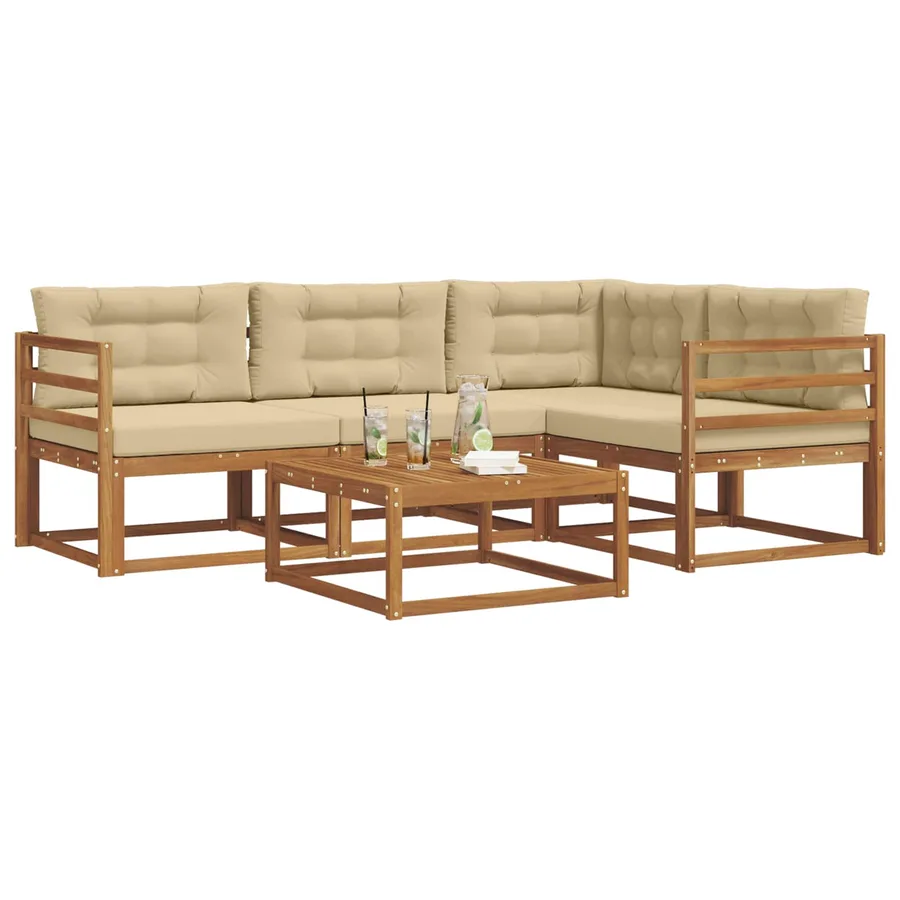Ensemble de canapés d'extérieur 5 pcs Naturel et Beige - 3