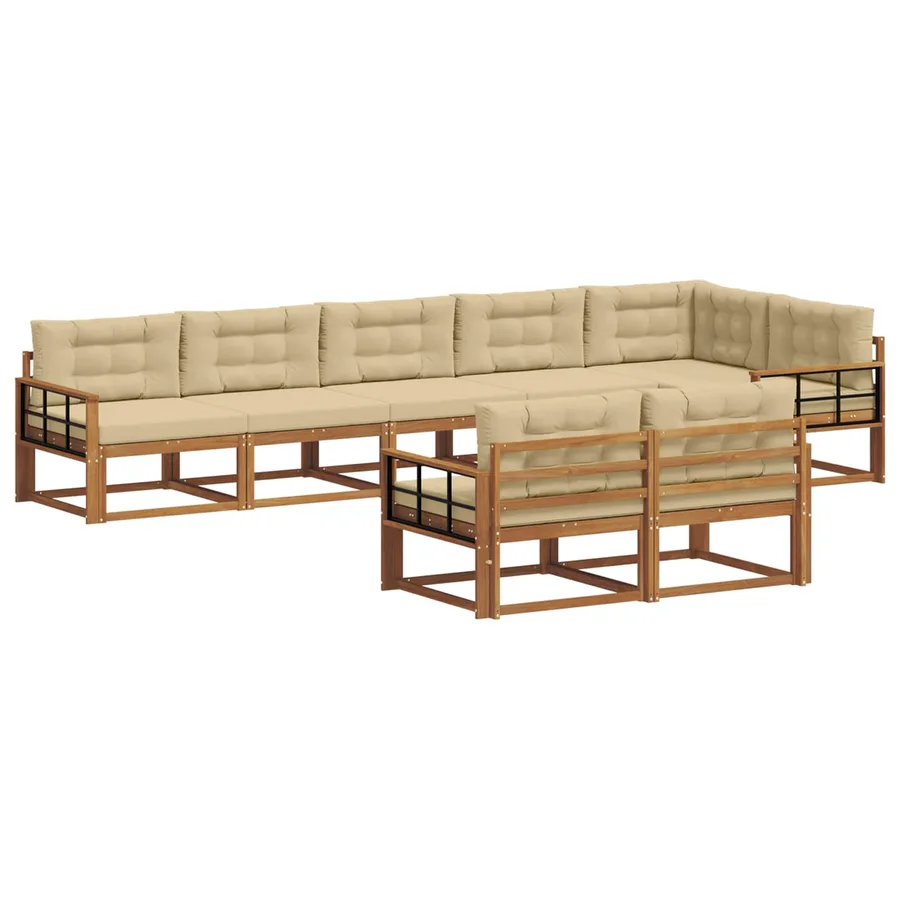 Ensemble de canapés d'extérieur 8 pc Naturel et Beige - 2