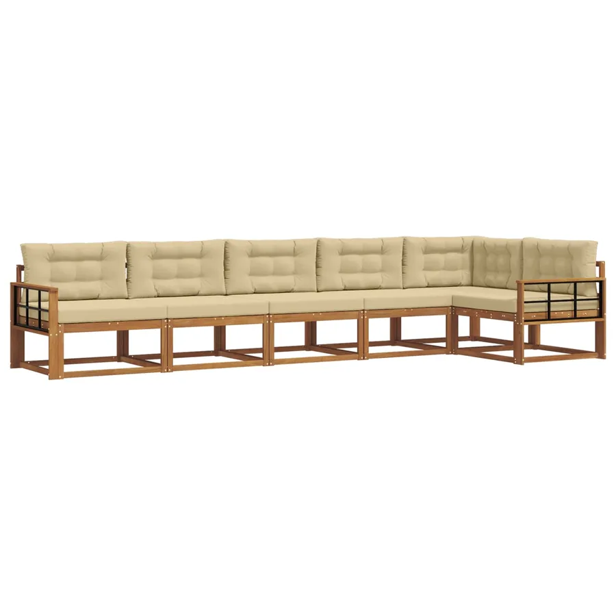 Ensemble de canapés d'extérieur 6 pcs Naturel et Beige - 2