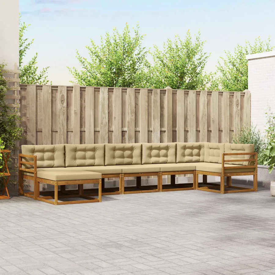 Ensemble de canapés d'extérieur 7 pcs Naturel et Beige