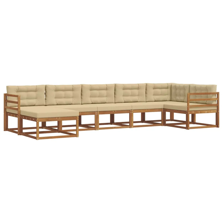 Ensemble de canapés d'extérieur 7 pcs Naturel et Beige - 2