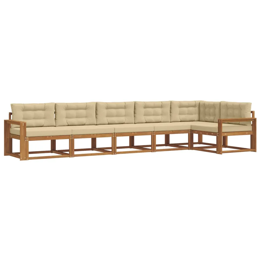 Ensemble de canapés d'extérieur 6 pcs Naturel et Beige - 2
