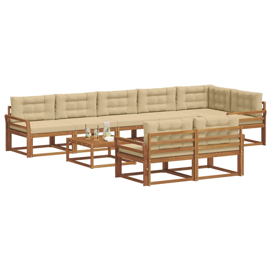 Ensemble de canapés d'extérieur 9 pcs Naturel et Beige - 3