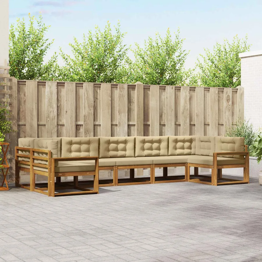Ensemble de canapés d'extérieur 7 pcs Naturel et Beige