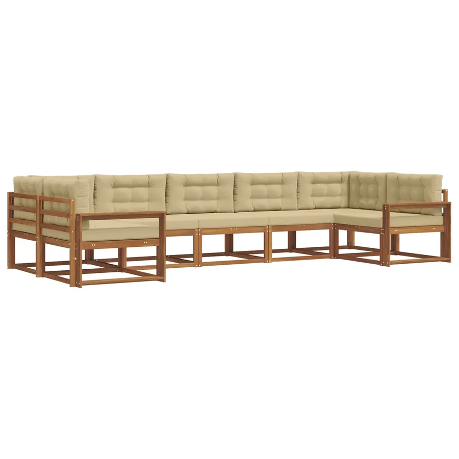 Ensemble de canapés d'extérieur 7 pcs Naturel et Beige - 2