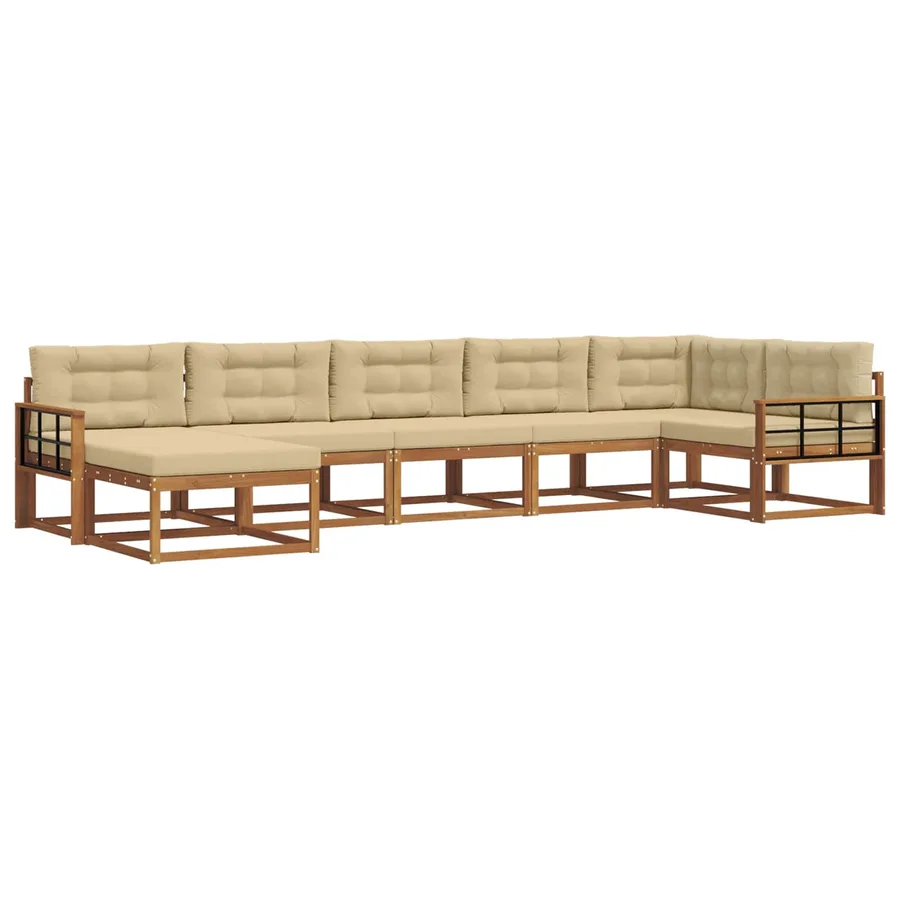 Ensemble de canapés d'extérieur 7 pcs Naturel et Beige - 2