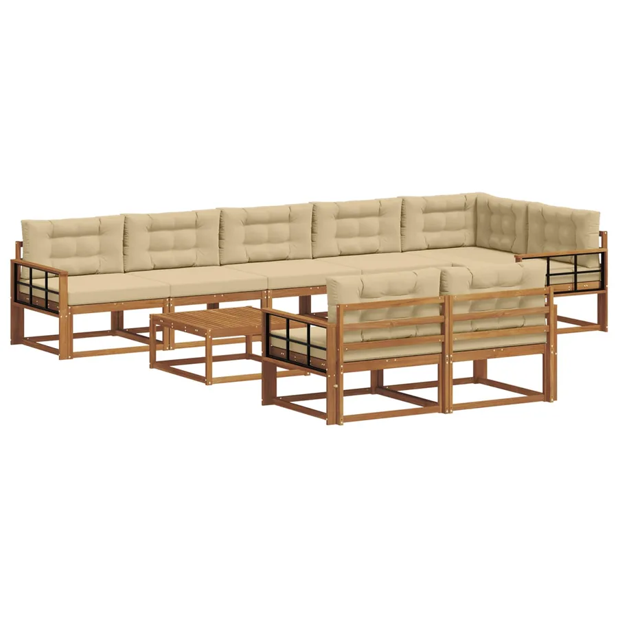 Ensemble de canapés d'extérieur 9 pcs Naturel et Beige - 2