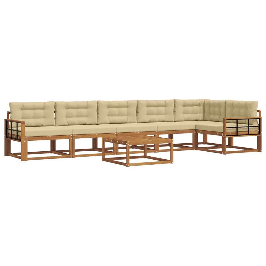Ensemble de canapés d'extérieur 7 pcs Naturel et Beige - 2