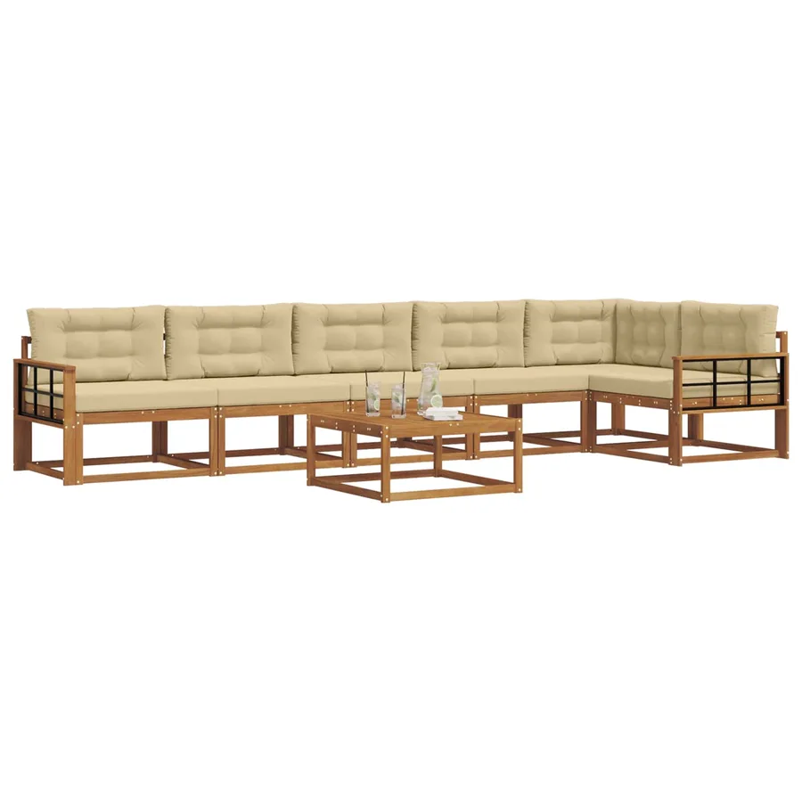 Ensemble de canapés d'extérieur 7 pcs Naturel et Beige - 3