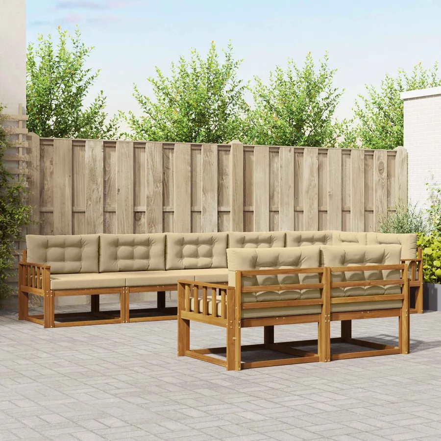 Ensemble de canapés d'extérieur 8 pc Naturel et Beige