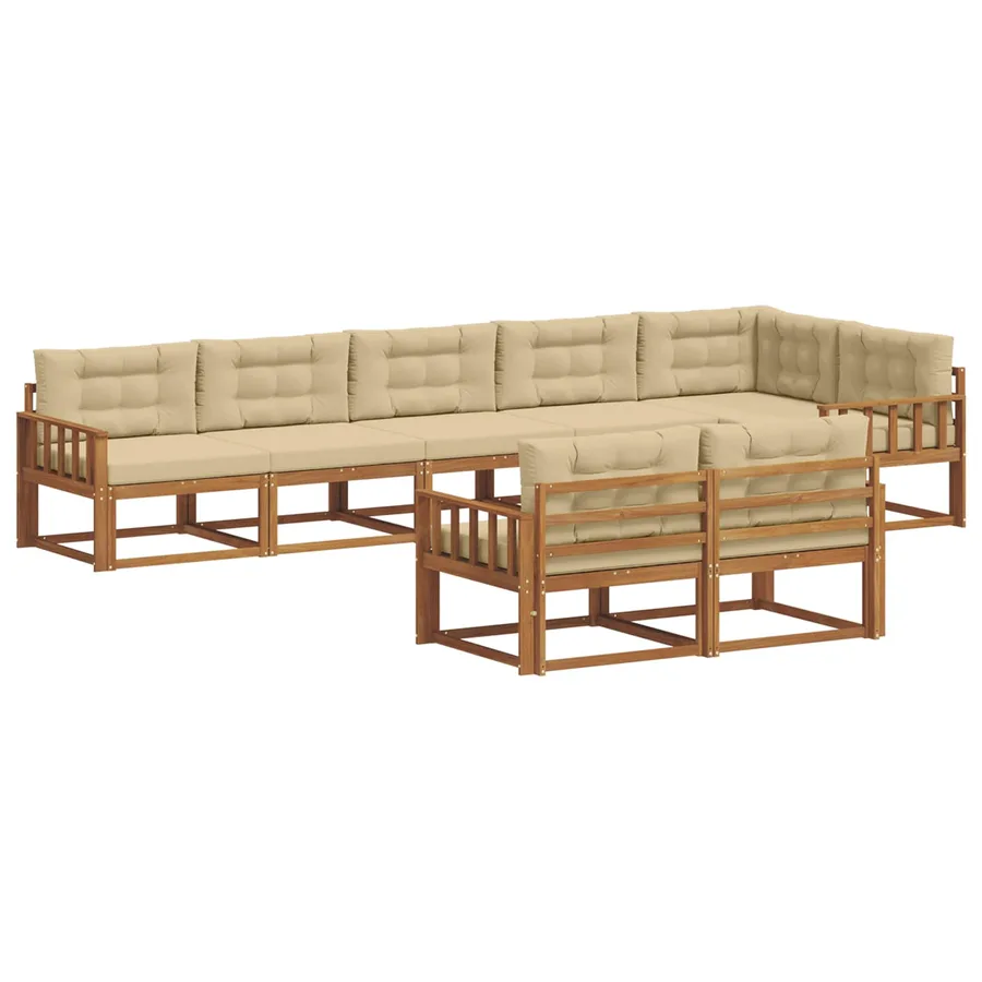 Ensemble de canapés d'extérieur 8 pc Naturel et Beige - 2