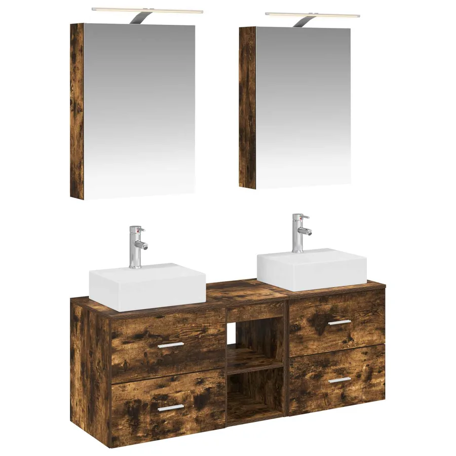 Ensemble de mobilier de salle de bain 5 pcs Chêne fumé - 2