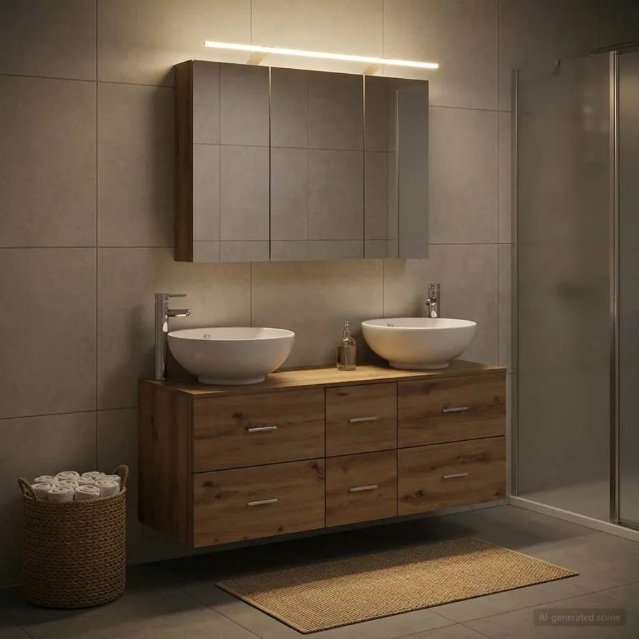 Ensemble de mobilier de salle de bain 4 pc Chêne artisanal