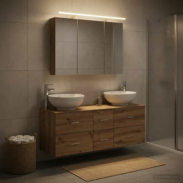 Ensemble de mobilier de salle de bain 4 pc Chêne artisanal