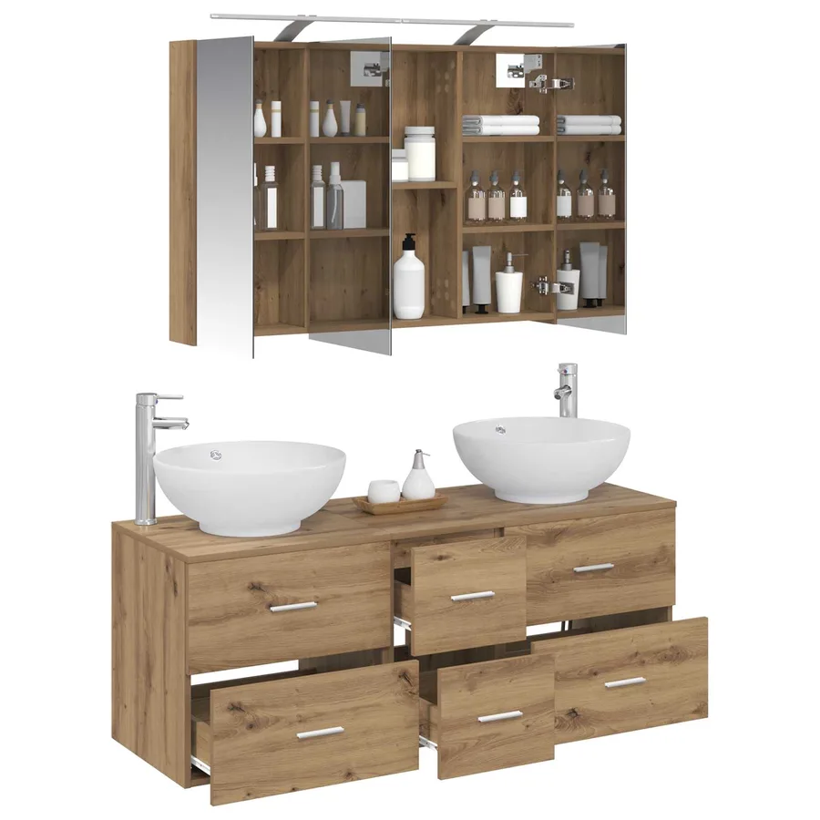 Ensemble de mobilier de salle de bain 4 pc Chêne artisanal - 3