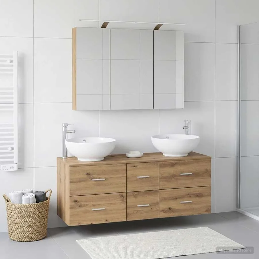 Ensemble de mobilier de salle de bain 4 pc Chêne artisanal - 4