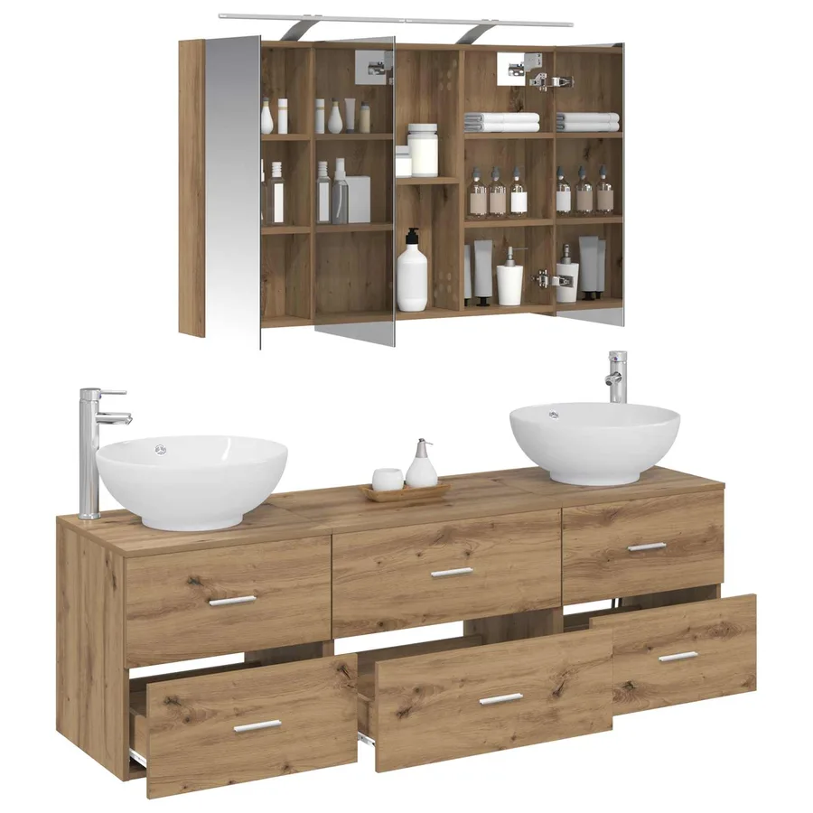 Ensemble de mobilier de salle de bain 4 pc Chêne artisanal - 3