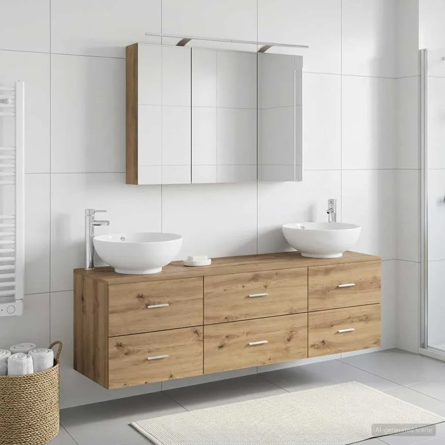 Ensemble de mobilier de salle de bain 4 pc Chêne artisanal - 4