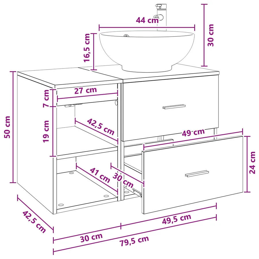 Ensemble de mobilier de salle de bain 2 pcs Sonoma gris - 11