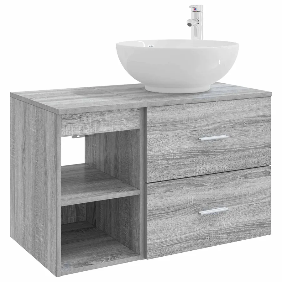 Ensemble de mobilier de salle de bain 2 pcs Sonoma gris - 2
