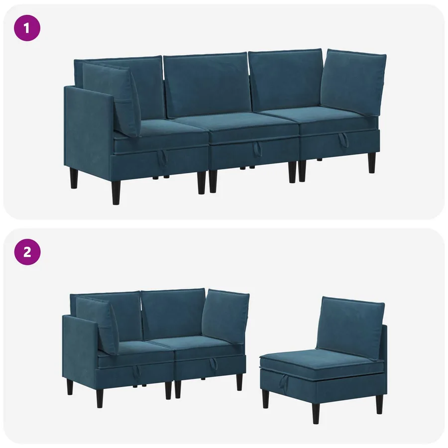Ensemble de meubles pour le salon 3 pcs Bleu Velours - 10
