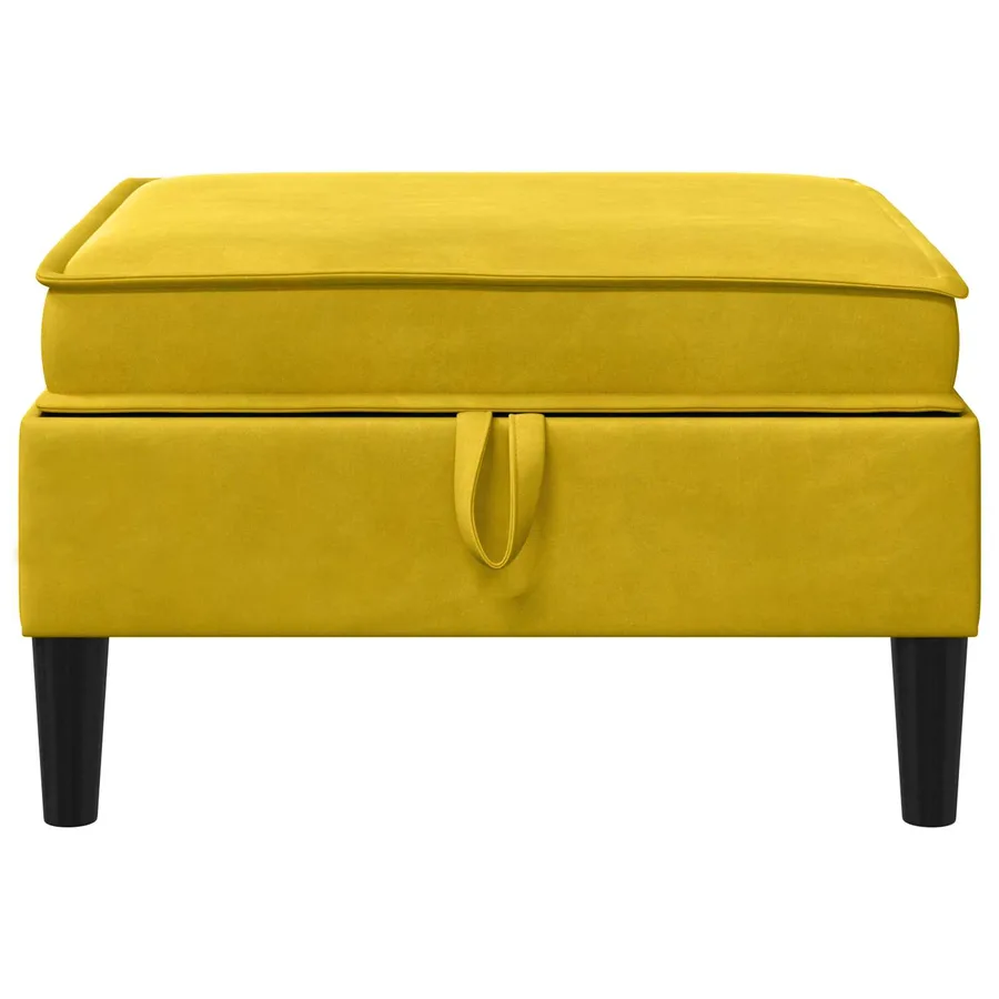 Pouf avec Rangement Jaune Velours - 4