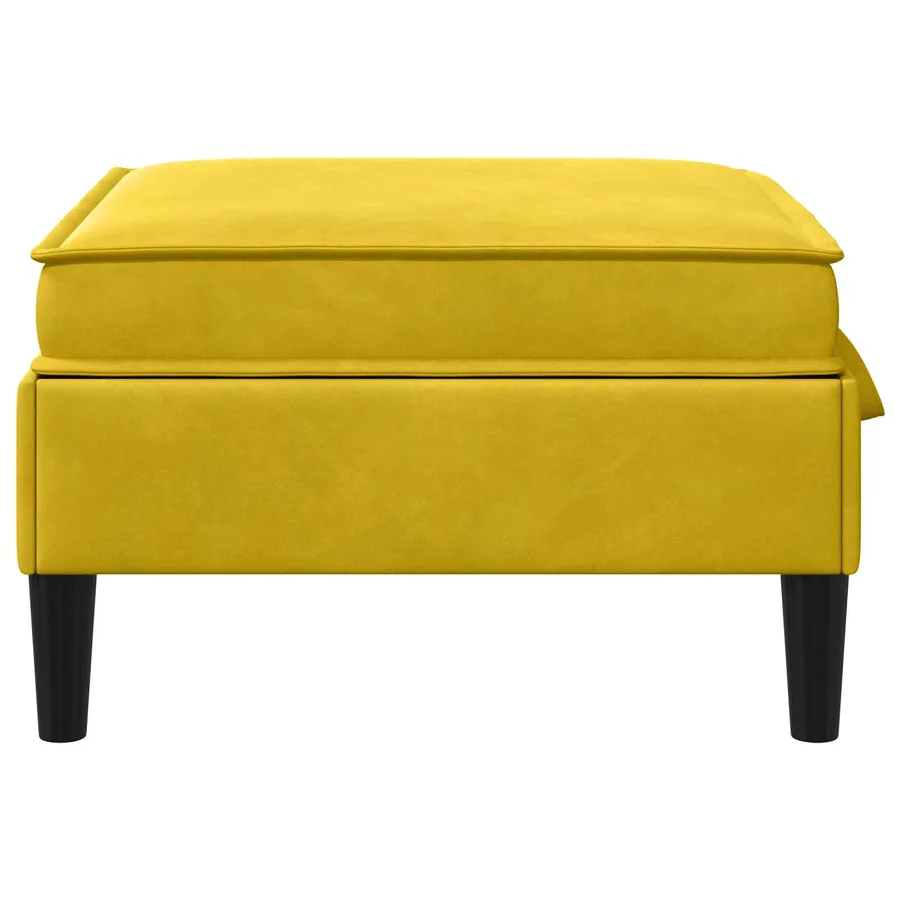 Pouf avec Rangement Jaune Velours - 5
