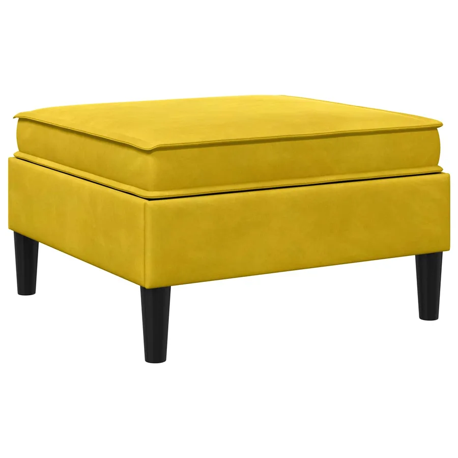 Pouf avec Rangement Jaune Velours - 6