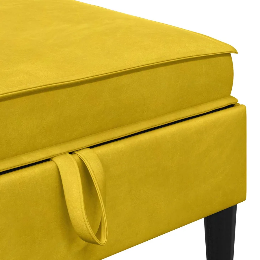 Pouf avec Rangement Jaune Velours - 7