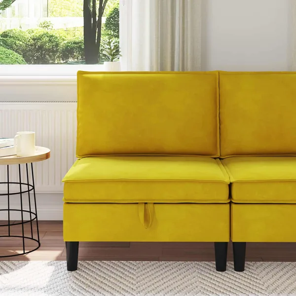 Canapé moyen avec rangement Jaune Velours