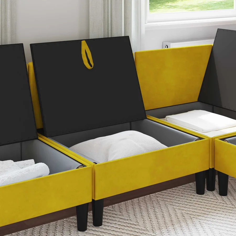 Canapé moyen avec rangement Jaune Velours - 3
