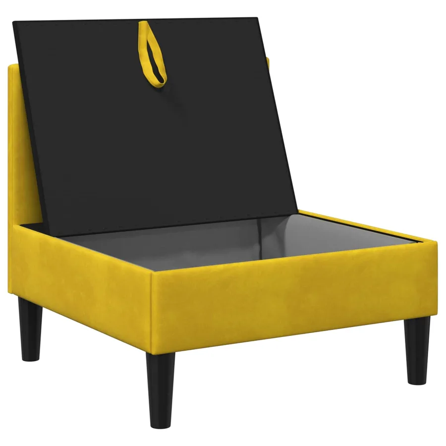 Canapé moyen avec rangement Jaune Velours - 4