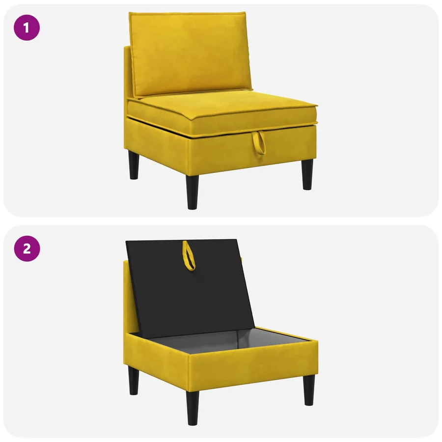Canapé moyen avec rangement Jaune Velours - 9