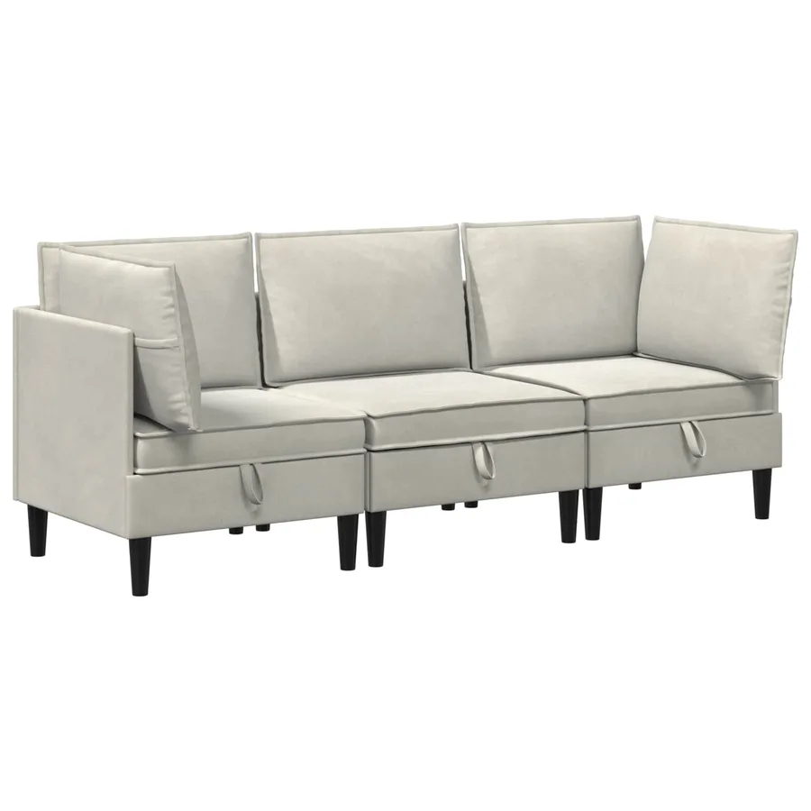 Ensemble de meubles pour le salon 3 pcs Crème Velours - 2